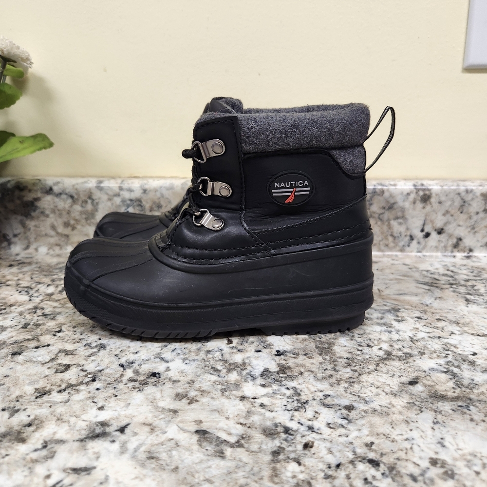Nautica Yarmuk Winter Insulated Water Proof Kids Snow Rain Black Boots Size 12